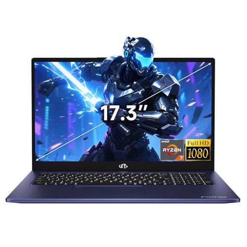 Image of NIMO 17.3 inch FHD Laptop, AMD Ryzen 7 7735HS (8-Core Beat i5-13500H), 32GB DDR5 1TB PCIe 4.0 SSD, Win11 Backlit KB Fingerprint Reader, 100W PD & 2Y Warranty for Business and Gaming