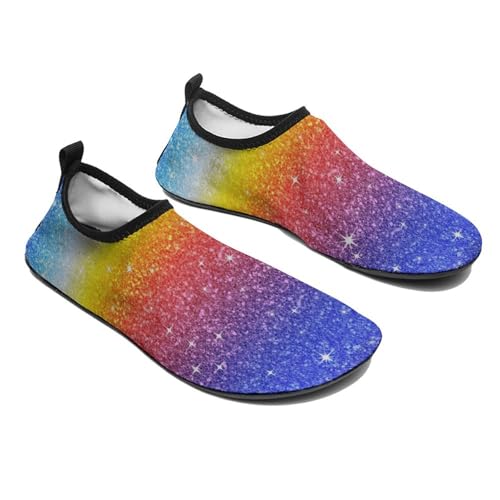 Rainbow Glitter Sparkle Water Shoes for Women Men Quick Dry Swim Beach Shoes for Swimming Pool4