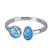 Produktbild KELITCH Ringe Zum Frau Mädchen 925 Sterling Silber Silver Überzogen Doppelt Einseitig Opal Öffnen Ring Blau - Größe LM