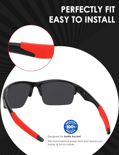 Image of BLAZERBUCK Replacement Temple Sleeves Ear Socks for Oakley Bottle Rocket OO9164 Sunglass - Red