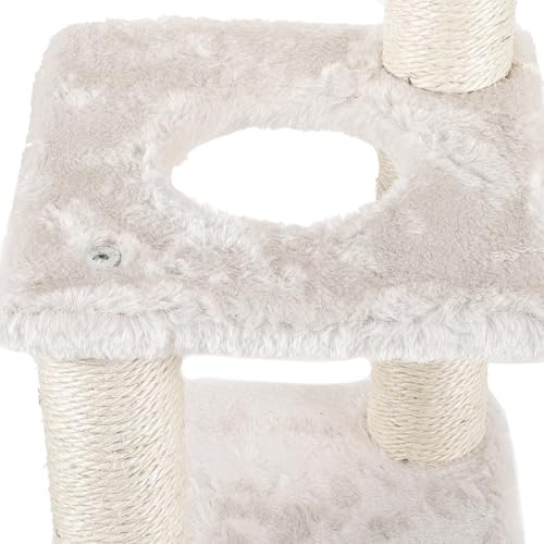 Rascador para gatos Toddmomy beige de 3 niveles miniatura 3