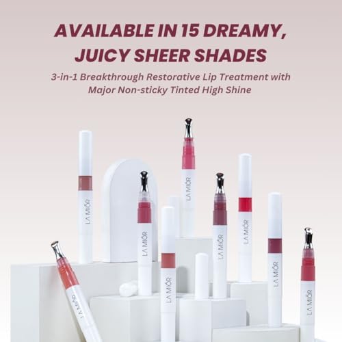 Image of LAMIOR Peptide Glaze Lip Balm - 3 in 1 Formula for Glossy Shine, Healing & Nourishment for Dry Dark & Pigmented Lips with Shea Butter, Non Sticky Lip Balm for Women, (Sugar Ice (Ph & Shimmer))