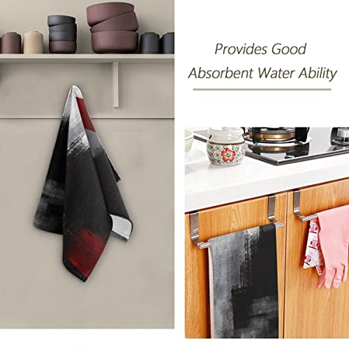 Red And Black Hand Towels - Grey Abstract Art Painting Bathroom Hand Towel Modern Decorative Bath Towels Absorbent Fingertip Towels For Bathroom Kitchen Gym 14 X 28 Inch, Set Of 2 #TOP3