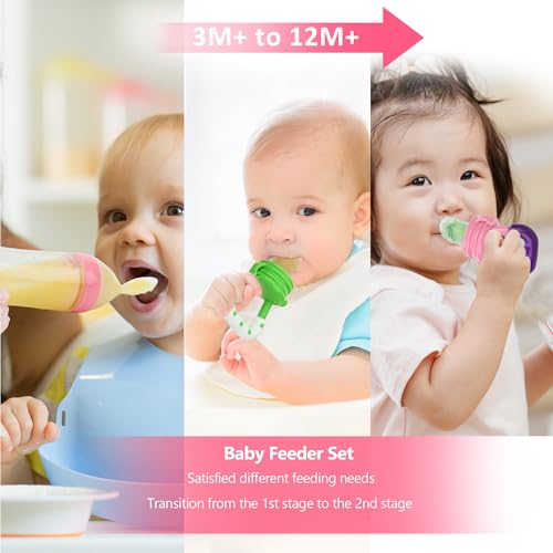 WAJIAYON Baby Fruit Feeder Pacifier - 5 Pack | 2 Mesh Infant Food Feeder Pacifier & 1 Baby Food Dispensing Spoon | Fresh Fruit Teethers for Babies |Shower Gifts for Boys and Girls (Pink & Green) - Thumbnail 6