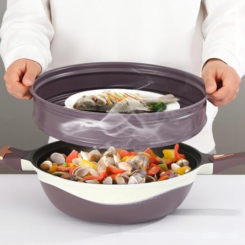 Wok antiadherente 32 cm aleación de titanio rojo miniatura 4