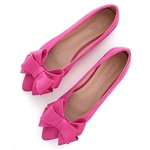 SAILING LU Bowknot Ballet Flats Womens Pointy Toe Flat Shoes Suede Dress Shoes Wear to Work Slip On Moccasins
