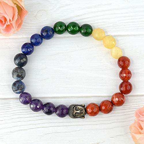 Image of Reiki Crystal Products Natural Crystal Stone 8 mm Faceted Diamond Cut Beads Bracelet for Men & Women | Reiki Charged Gemstone Bracelet | Multiple Stone Variants Available