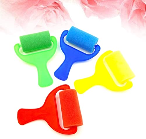 Image of KRAFTMASTERS 4Pcs Sponge Paint Rollers Brayers Kids Painting Rolls Brushes Set Painters Artists Drawing Tools