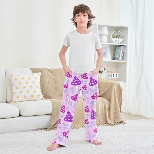 Purple Mushrooms Boys Pants for Kids Jogger Pants with Pockets S-XL 6
