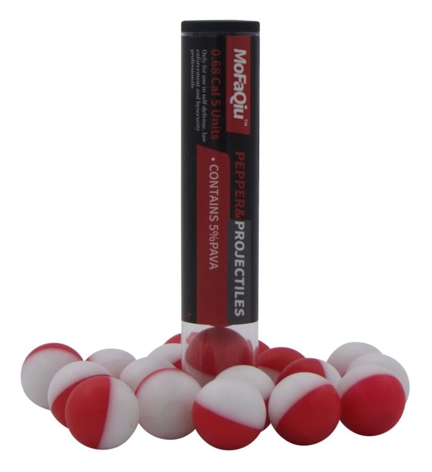 68 Cal Pepper Projectiles - Self Defense Pepper Projectile Rounds for Compatible.68 Cal Pepper launchers,(5% PAVA Ultrafine Powder) Pepper Balls Laser weldingwithout Leakage It is Safer (10 ??Count)