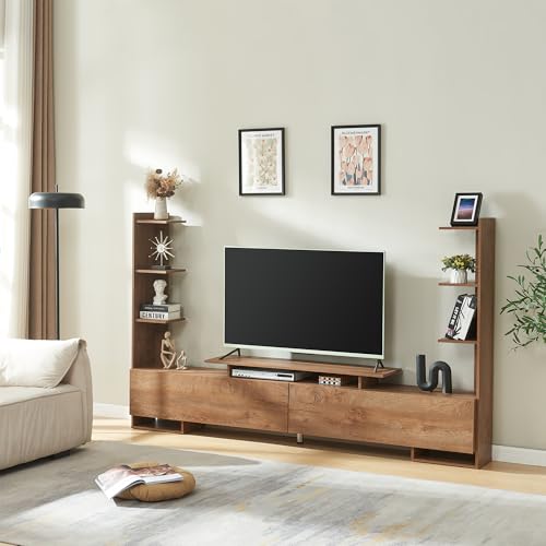 [en.casa] Meuble TV Support Télé avec Étagères Latérales 2 Portes et Compartiments de Rangement Ouverts Scandinave Salon Chambre Peu Encombrant Stable Élégant...