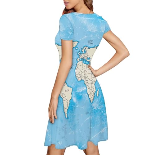 Image of Biyejit Women's Summer Casual Short Sleeve T-Shirt Swing Dress Crew Neck Plus Size S-4XL