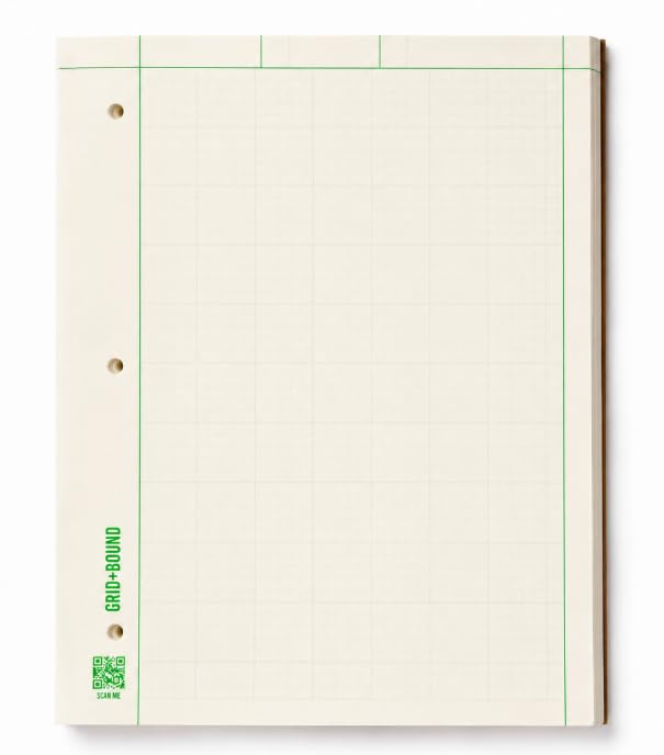 Bloc de ingeniería verde con cuadrícula posterior 5x5 de 100 hojas de 8.5x11 pulgadas