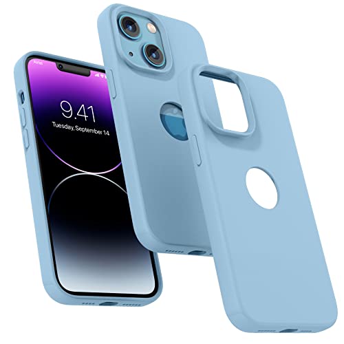Image of Vaku Luxos Liquid Silicon Logo-Cut for iPhone 14 Plus Cover Case, Soft TPU, Shockproof, Scratch Resistant, 6 Feet Drop Protection, Compatible with iPhone 14 Plus Back Cover - Sierra Blue