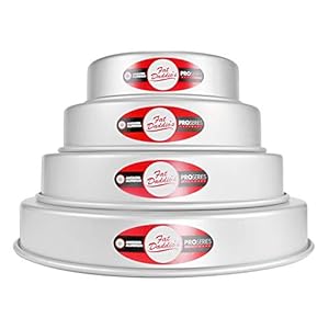 Fat Daddio’s Anodized Aluminum 4-Tiered Even Round Cake Pan Set, 2 Inch Depth