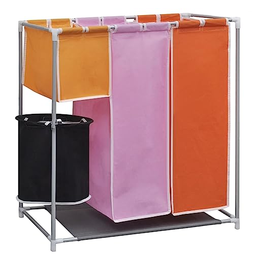 Panier à linge à 3 compartiments en polyester et cadre en fer stable - 2