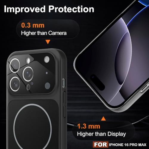 Image of SHINESTAR iPhone 16 Pro Max Case - Premium Shockproof Protective Cover, Wireless Charging Compatible, Slim & Durable Luxury Back Cover with Camera Protection (Black)