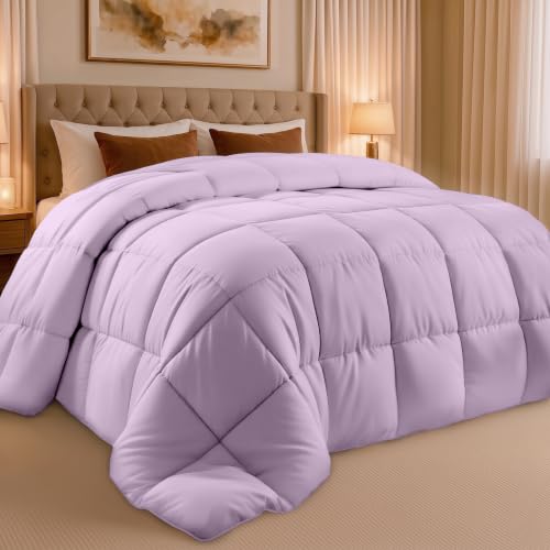Image of Utopia Bedding Twin Comforter, Duvet Insert, Lavender, 64 x 88 Inches | Soft and Fluffy Down Alternative Bed Comforter, All Season, Breathable, Corner Tabs, Box Stitched, Durable, Machine Washable