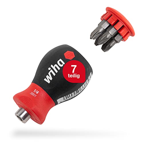 Wiha Magazin-Bithalter Stubby 3801-02 / Mini Schraubendreher mit 6 Bits im Griff / Schraubenzieher magnetisch mit Phillips und Pozidriv Bits / 1/4" 1 Wiha Magazin-Bithalter Stubby 3801-02 / Mini Schraubendreher mit 6 Bits im Griff / Schraubenzieher magnetisch mit Phillips und Pozidriv Bits / 1/4"