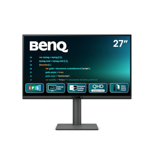 Image of BenQ RD270Q 27 inch (68.58 cm) 2K 144Hz IPS QHD 2560x1440 Programming Monitor,Coding Hotkey,USB-C(65W PD),HDMI & DP,Coding Modes,Height /Tilt /Pivot Adjustable,HDR10,99% sRGB, 2Wx2 Speakers, AMD FreeSync