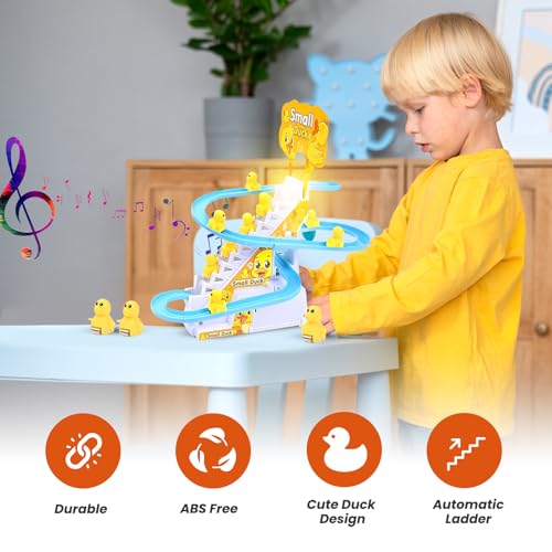 Sakuya Quacky Fun Duck Slide Toy Set with Automatic Stair Climbing Ducklings, Colorful Race Track, Lights and Music, Easy Assembly, Interactive Play for Kids Aged 3 and Above - Image 4