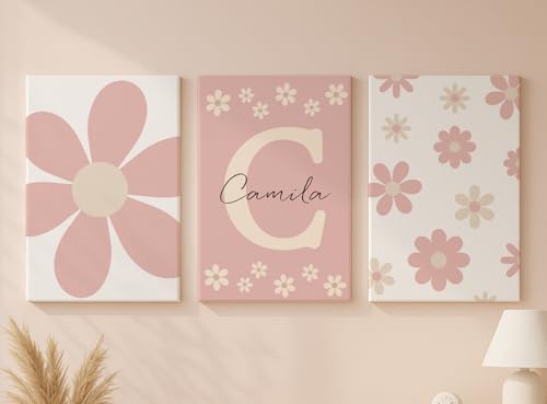Personalized Girls Nursery Wall Art - Custom Name Stretched Canvas