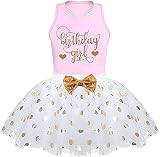 LYSMuch Toddler Kids Baby Girl's Birthday Outfits Princess Vest Sleeveless Shirt Mesh Tutu Skirt Set