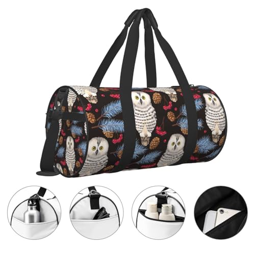 Large Duffle Bag for Travel - Pinecone Owl White Gym Bag for Women Men, Foldable Travel Bags for Women Men with Zippered Multiple Pockets4