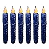 Cvhomedeco real wax hand dipped battery operated led timer taper candles rustic primitive flameless lights decor 6 34 inch navy blue 6 pcs in a package  urban country home decor