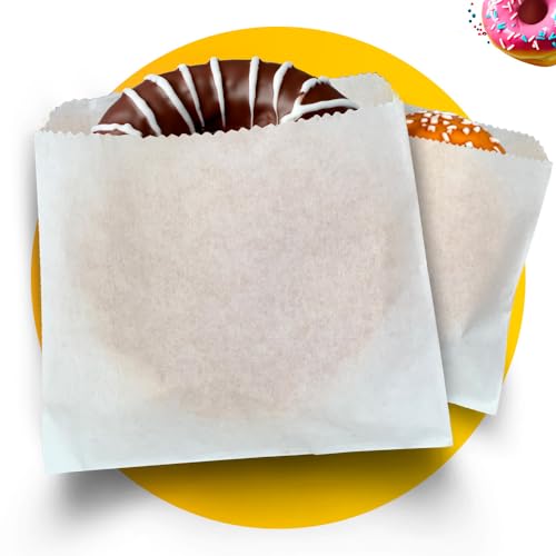 Simplelifeco UK 100 Pure Greaseproof Paper Food Bags (7 x 7) | 100% Grease Resistant White Paper Sandwich Bags | B Corp