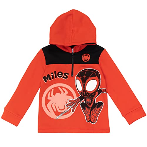 Marvel Spidey and His Amazing Friends Ghost-Spider Miles Morales Spider-Man Fleece Half Zip Hoodie Toddler to Little Kid3