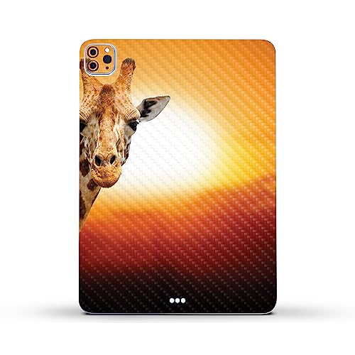 Image of MightySkins Carbon Fiber Skin Compatible with Apple iPad Pro 11 inch M2 4th Gen (2022) Full Wrap Kit - Sunset Giraffe | Protective Durable Textured Carbon Fiber Finish | Easy to Apply | Made in The USA