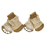 POPETPOP 4個 犬用防滑綿ソックス 滑り止め機能付き ペット用快適靴下 室内外保護 肉球ケア 肌に優しい素材 使用自由