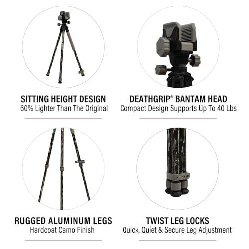 Image of BOG DeathGrip Bantam Hunting Tripod, 20 inch-42 inch, Gun Clamp, Sitting Height