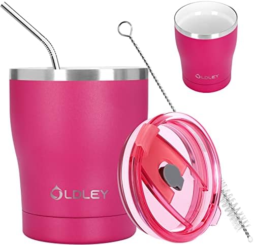 OLDLEY 340ml/11oz Reusable Travel Mug with Ceramic Lined Coating, Insulated Stainless Steel Coffee Thermal Mug Tumbler Cups with Lid & Straw for Hot and Cold Drinks, Leakproof, BPA Free