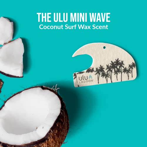 Image of ulu Lagoon Hanging Car Air Freshener | Tropical Beach Coconut Surf Wax Scent Mini Wave | Long Lasting Car Freshener, Closet and Beyond | Made In USA | 3 Pack (Black Palms)