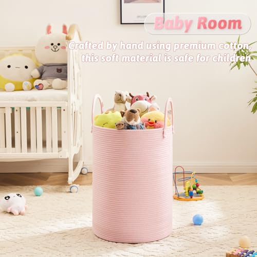 Image of Artfeel Laundry Basket,Woven Cotton Rope Laundry Hamper,60L for Decorative Storage of Dirty Clothes,Toys and Blankets in Bathroom,Baby Room and Living Room