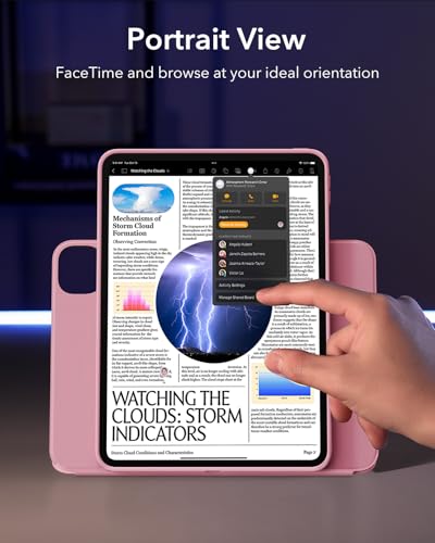 Image of ESR for iPad Pro 11 Inch Case (M5 /M4) 2025 /2024, Removable Magnetic Cover with Pencil Charging & Storage, Adjustable Portrait /Landscape Stand, 9 Standing Angles, Shift Series, Pink