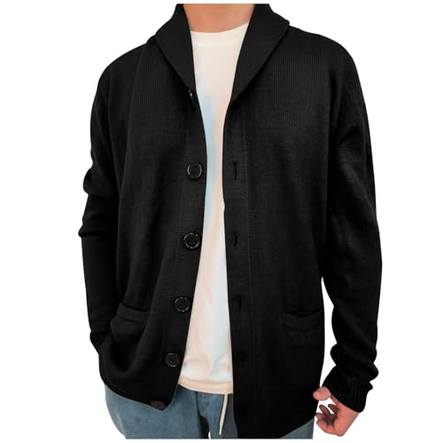 Knit Cardigan Sweaters for Men Open Front Cardigan Button Down Sweater Turn Down Collar Sweater Casual Cardigan