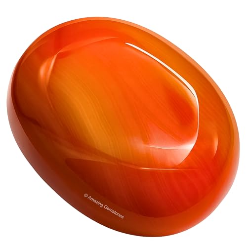Image of Amazing Gemstone Red Onyx Crystals and Healing Stones - Large Palm Stone Crystals Piedra - Crystal for Good Luck, Balanced Positive Energy, Meditation - Unique Stocking Stuffers, Gifts for Women, Men