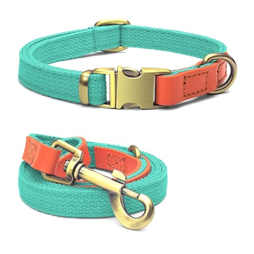 Qianruida Nylon Dog Collar and Leash Set Durable, Adjustable with a Solid Fastening, Comfortable and Durable