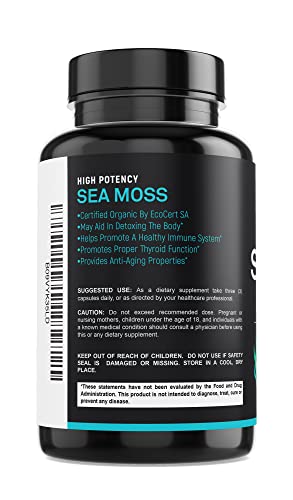 SPARTIS Certified Organic Sea Moss Capsules 2,250mg with Bladderwrack & Burdock (180 ct) — view 9
