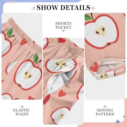 Pajama Pants Long Track Pants Fruits Appples with Hearts Sweatpants Athletic for 6-14 Years 5