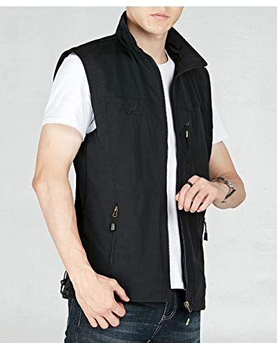 Image of Hixiaohe Mens Lightweight Vest Outerwear Casual Summer Outdoor Travel Vest for Hiking Fishing Golf Photo Work with Pockets