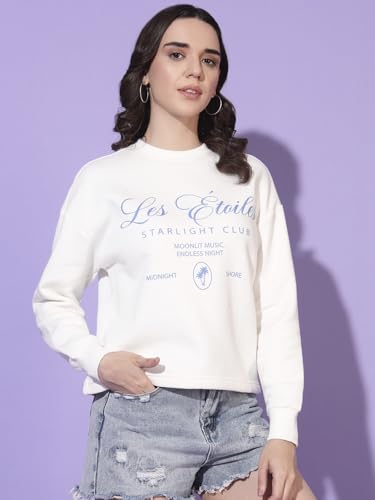 Image of Women's Sweatshirt | Cotton Blend Fleece Winter Top | Full Sleeve Crew Neck | Printed Casual Wear for Women | XS-XL