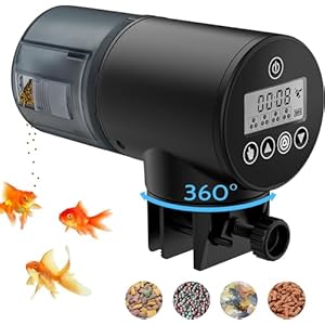 Automatic Fish Feeder,Btinf Adjustable Fish Feeder Dispenser,Vacation Auto Fish Feeder with LCD Display,Timer Fish Food Dispenser for Aquarium or Fish Tank