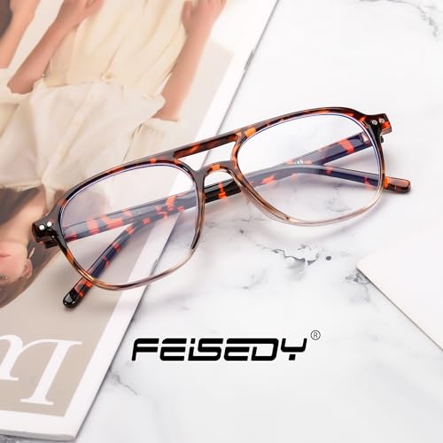Image of FEISEDY Blue Light Blocking Glasses Women Men Square Computer Lightweight Pilot Glasses Anti Eyestrain & UV Glare B0141