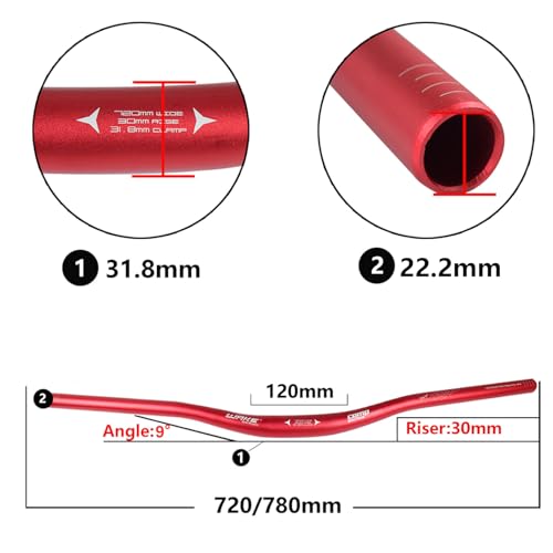 Image of Wake Aluminium Alloy Mountain Bike Handlebar Bicycle Riser Bar MTB Handlebar