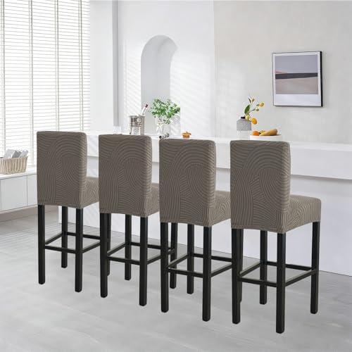 Image of HAOYONG Bar Stool Covers, Stretch Counter Stool Pub Chair Slipcover Washable Counter Height Chair Covers for Kitchen Dining Room Cafe Set of 2 (Coffee)