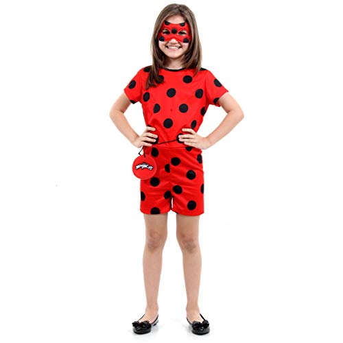Fantasia Ladybug Curta Infantil 916402-M, Vermelho/Preto, Sulamericana Fantasias